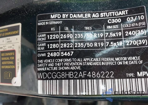 2010 Mercedes-Benz Glk 350 4Matic из США, поврежденный, VIN WDCGG8HB2AF486222